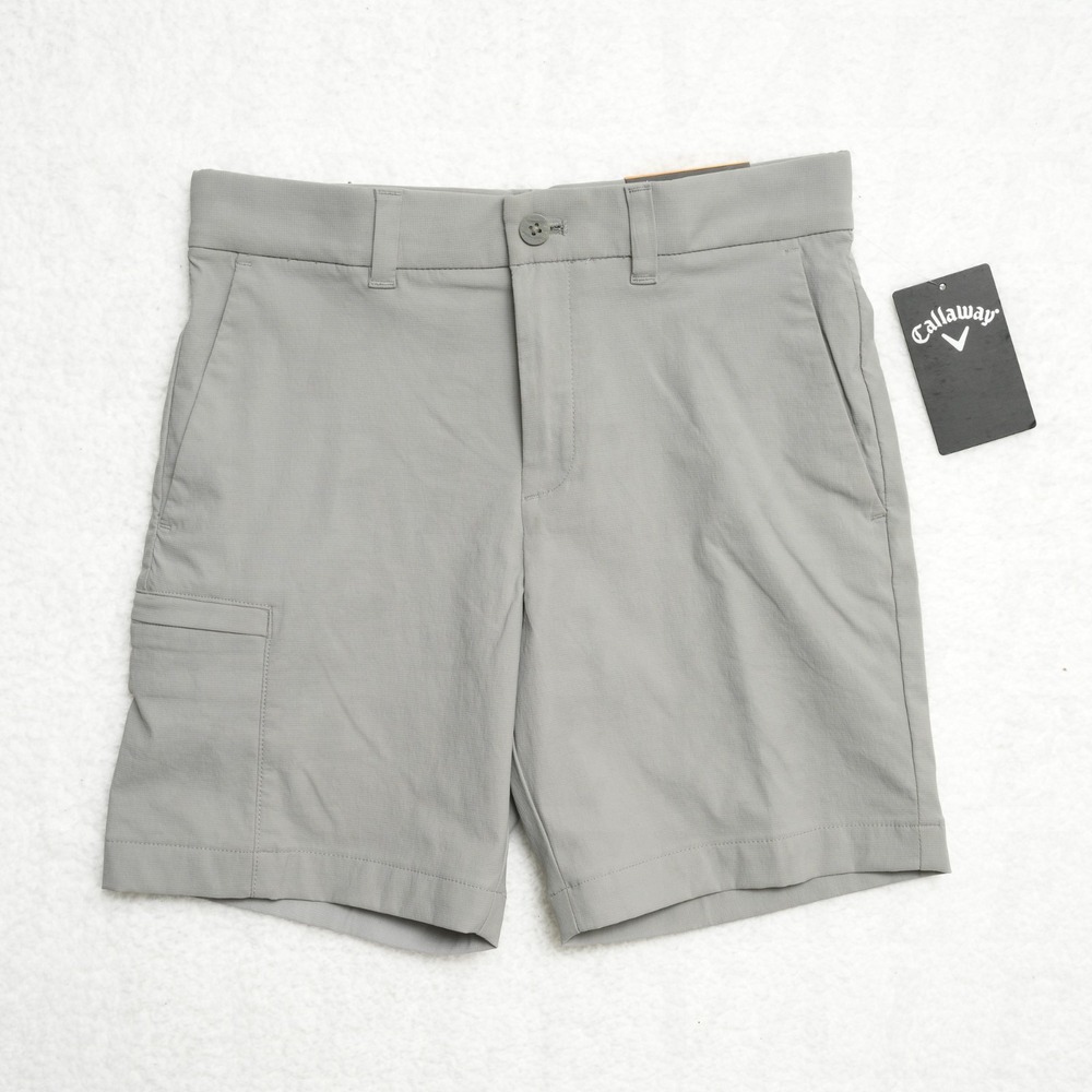 Callaway Boys Sz Small (8) Opti-Dri Golf Shorts 7" Inseam Grey Stretch Youth NWT